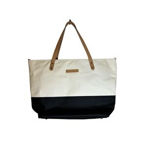 Petunia Pickle Bottom‎ Tote Bag Tan Handles Black Bottom Work Travel